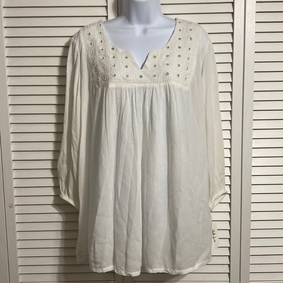 Style & Co. Tops - Style & Co  Embellished Peasant Top!!